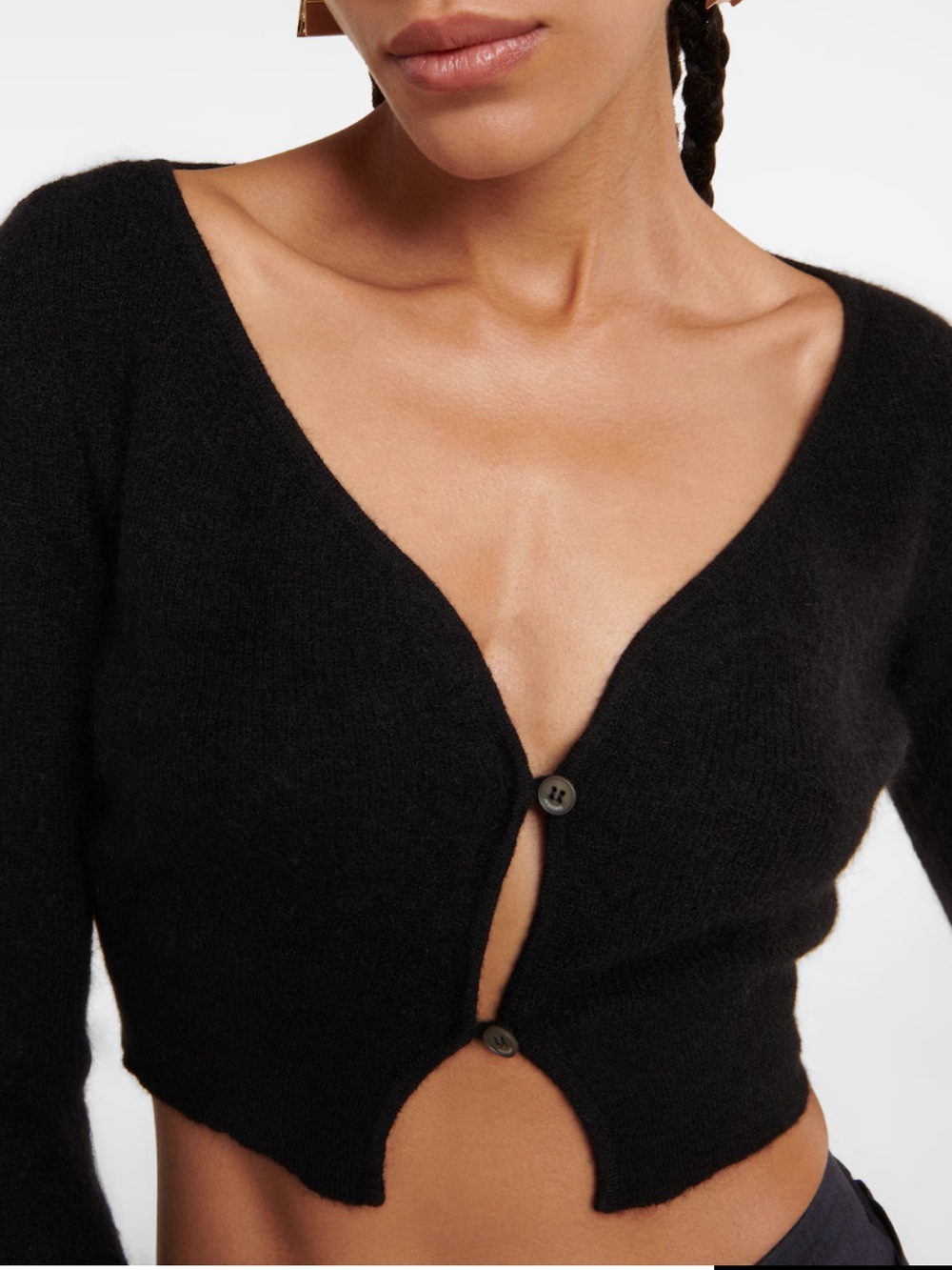 JACQUEMUS Incredible Mohair Blend Versitle Black Mini Crop Cardigan S NWT $500!!